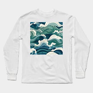 Ephemeral Crests: Hokusai Waves Reimagined Long Sleeve T-Shirt